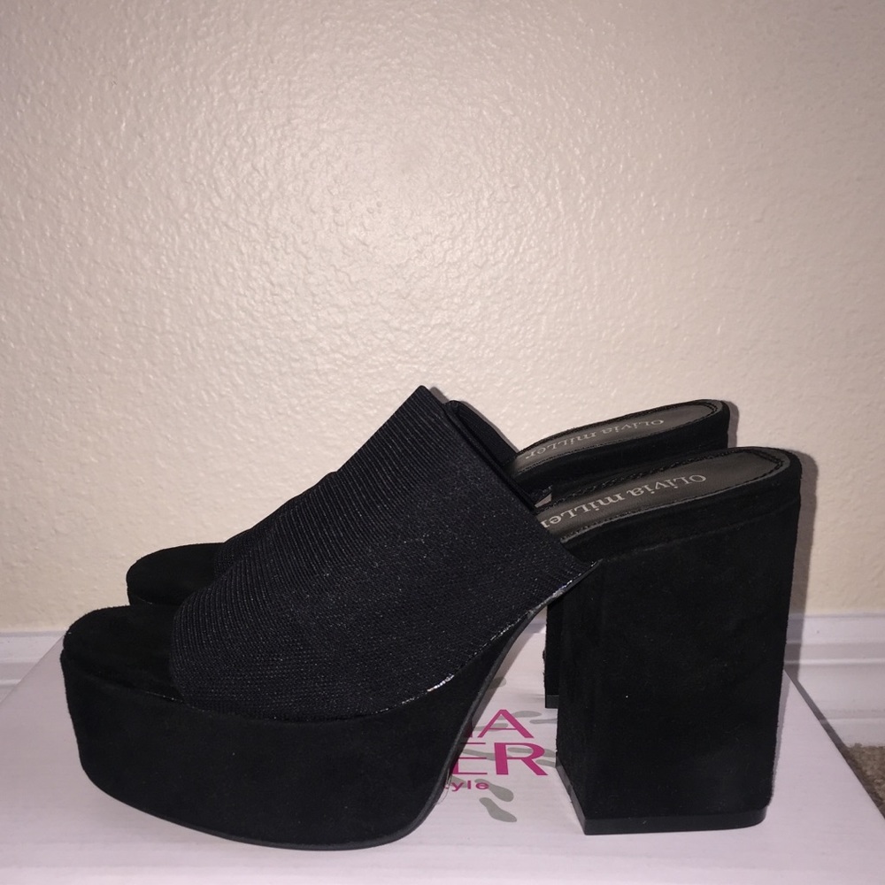 forever 21 mesh black platform heels